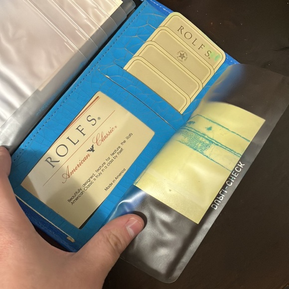 Vintage 1987 Blue Leather Rolf Wallet with all Packing Inserts NOS - Picture 11 of 13